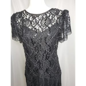 Vintage After Dark Lace Sequins Formal Dress 80's 90's